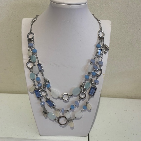 Talbots Blue Mullti Colored Quartz Necklace - Picture 1 of 6